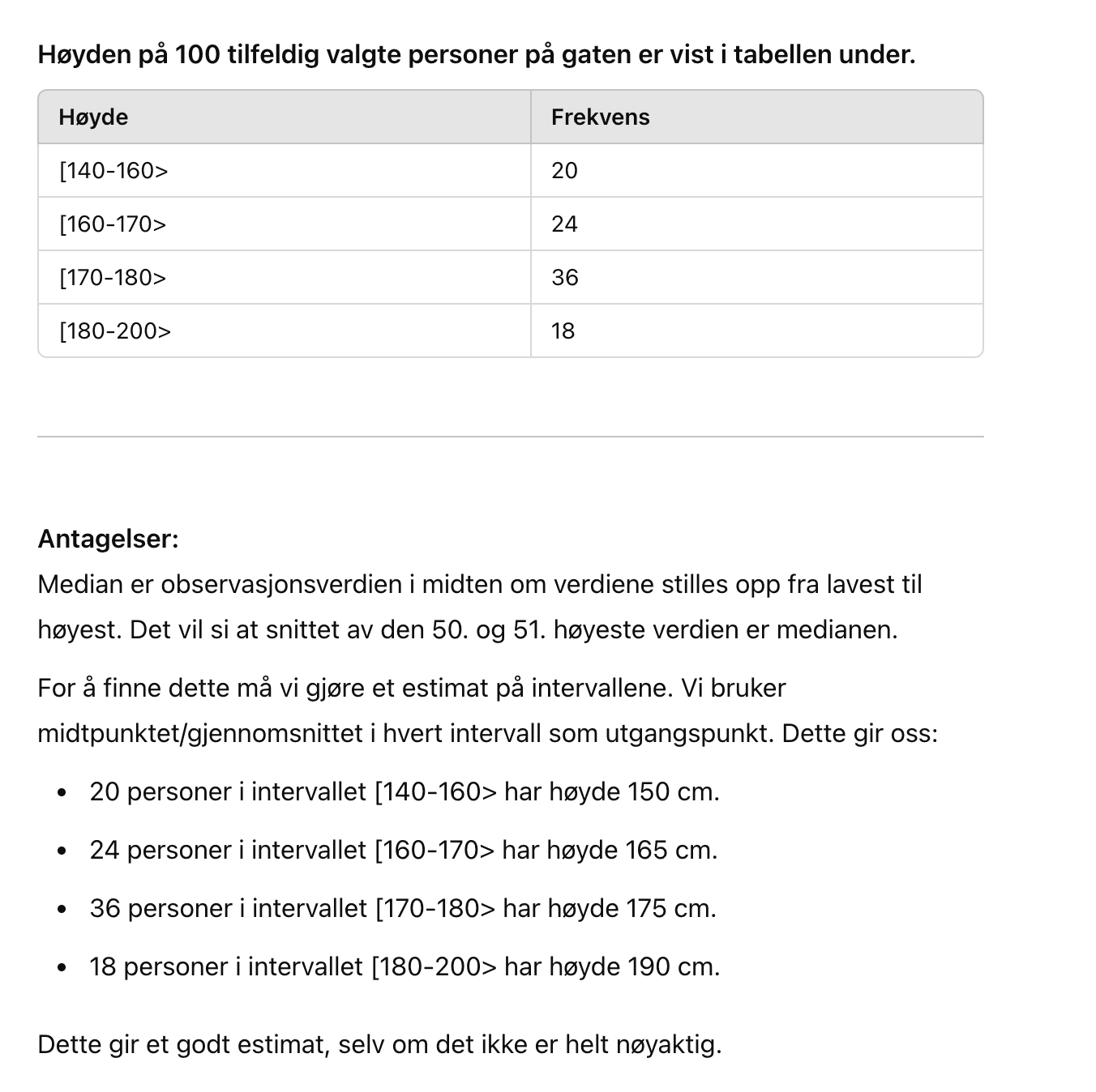 2P statistikk eksempel